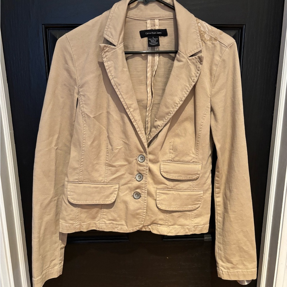 Calvin Klein Tan Blazer Structured Tailored